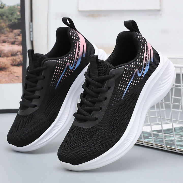 Damen nan leichte atmungsaktive Strick-Laufsneaker mit Memory-Schaum-Fußbett und dämpfender EVA-Plateausohle Echo Archiv