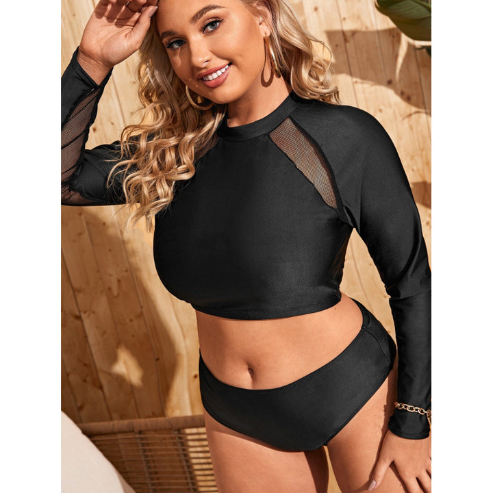 Damen Surf-Badeanzug mit langärmligem Mesh-Oberteil und hoch geschnittenem Höschen Echo Archiv
