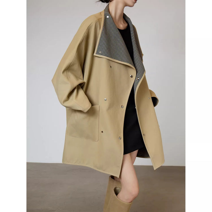 Damen Oversized Übergangsjacke mit kontrastierendem Kragen Echoarchiv