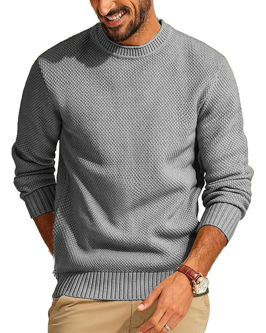Herren Waffelstrick-Pullover mit Rundhalsausschnitt Echo Archiv
