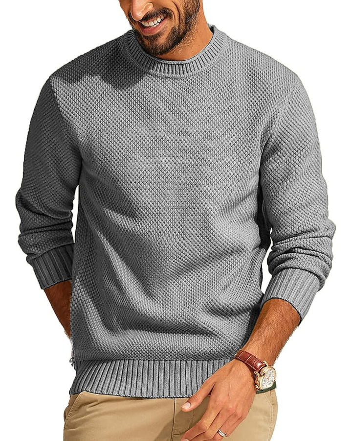 Herren Waffelstrick-Pullover mit Rundhalsausschnitt Echo Archiv