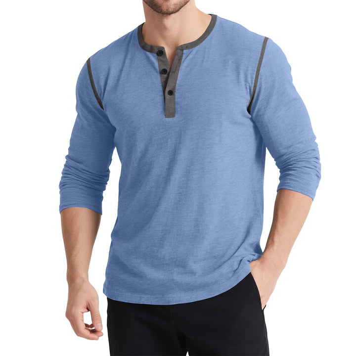 Herren sportliches Longsleeve Oberteil mit Knopfleiste Echoarchiv