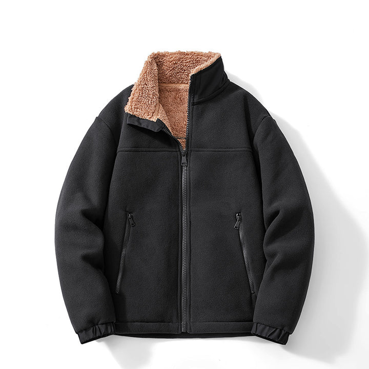 Herren Teddygefütterte Fleecejacke mit Stehkragen, Reißverschluss und Thermo-Innenfutter Echoarchiv