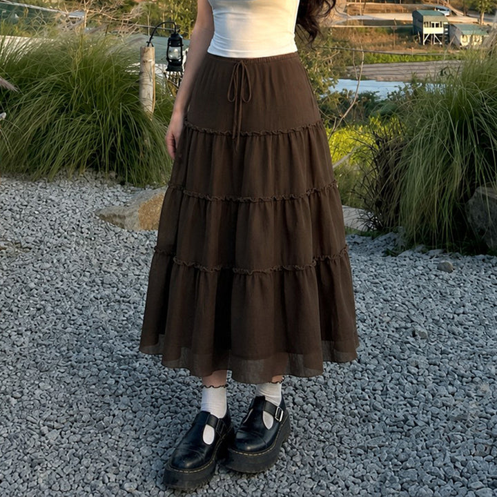 Damen Stufenrock aus Chiffon mit elastischem Bund und BindEcho Archivand Echo Archiv
