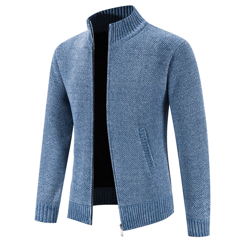 Herren modische Strickjacke mit hochgeschlossenem Kragen und Reißverschluss Echoarchiv