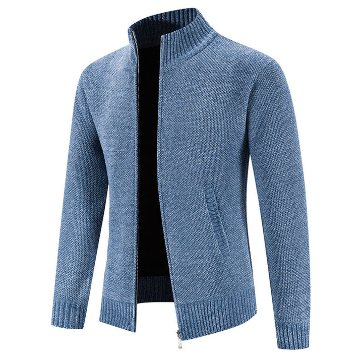 Herren modische Strickjacke mit hochgeschlossenem Kragen und Reißverschluss Echoarchiv