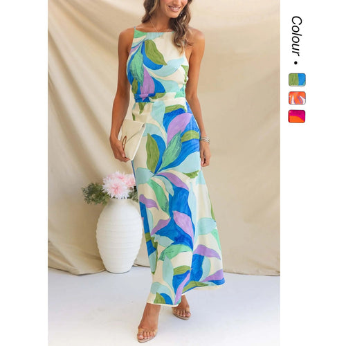 Damen Maxikleid mit modernem floralem Design und elegantem Schnitt – Valéora