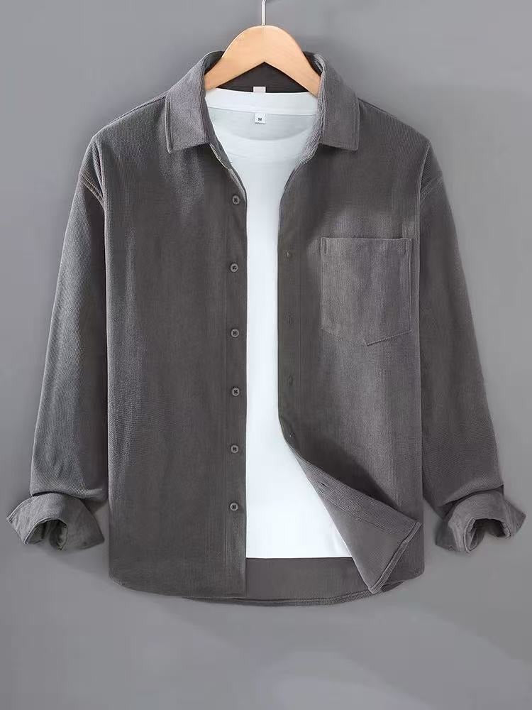 Herren Leichte Feincord-Hemdjacke mit Brusttasche und Kentkragen Echoarchiv
