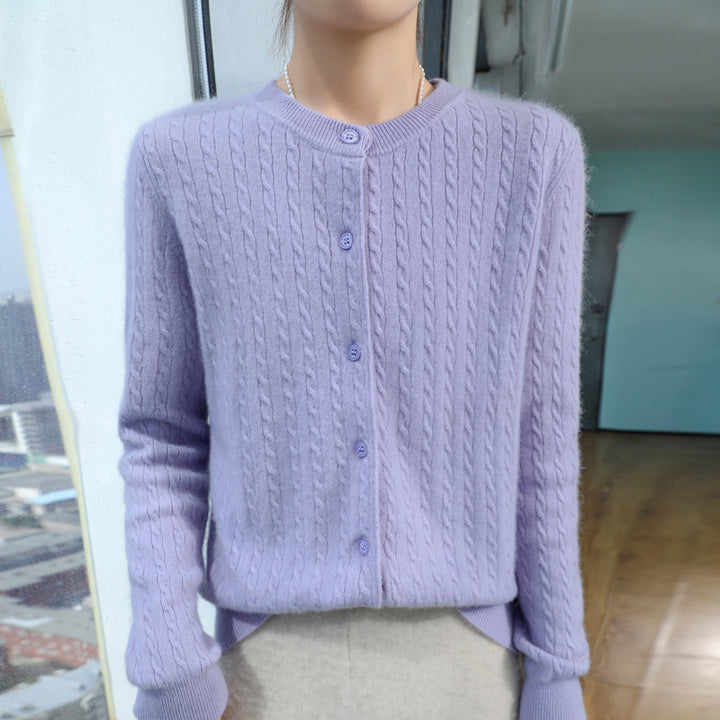 Damen Kurzgeschnitteter Feinstrick-Cardigan mit dezenter Struktur und Rundhalsausschnitt Echoarchiv