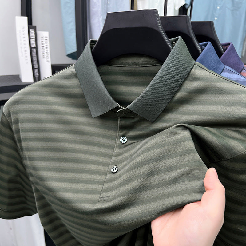 Herren Poloshirt mit atmungsaktiver Struktur und eleganten Streifen Echoarchiv