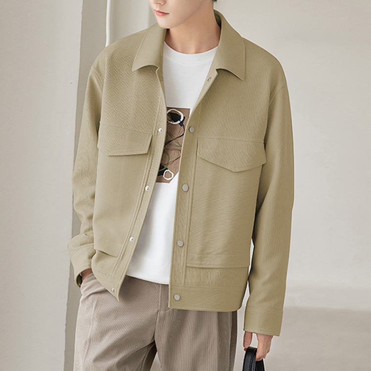 Herren Boxy Overshirt-Jacke mit Druckknöpfen und aufgesetzten Taschen Echoarchiv