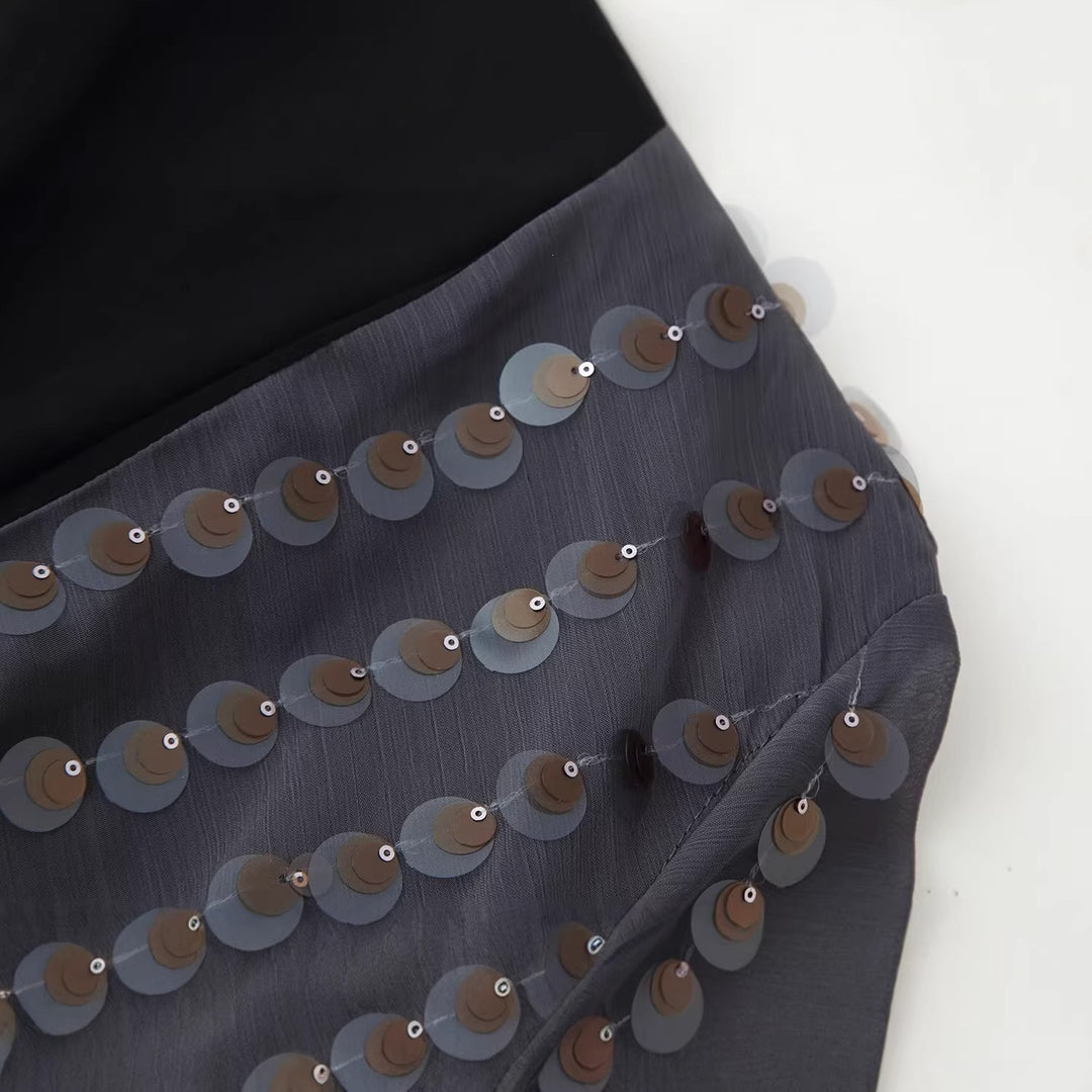 Damen Glamouröses Body mit glitzernden Pailletten und Wickeldesign Echo Archiv