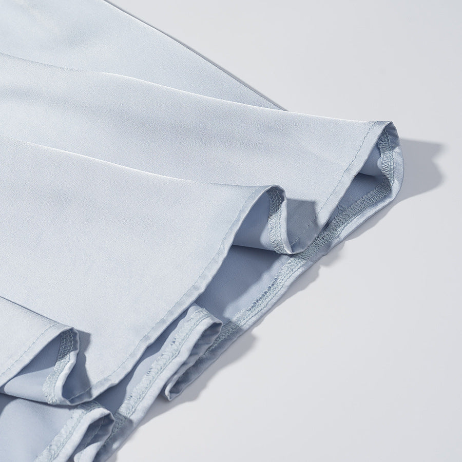 Damen Fließendes Maxikleid mit Ballonärmeln, geraffter Taille und Rundhalsausschnitt Echoarchiv