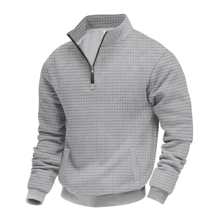 Herren nan Waffelstruktur-Halbzip-Pullover mit Stehkragen und dezenten Eingrifftaschen Echo Archiv
