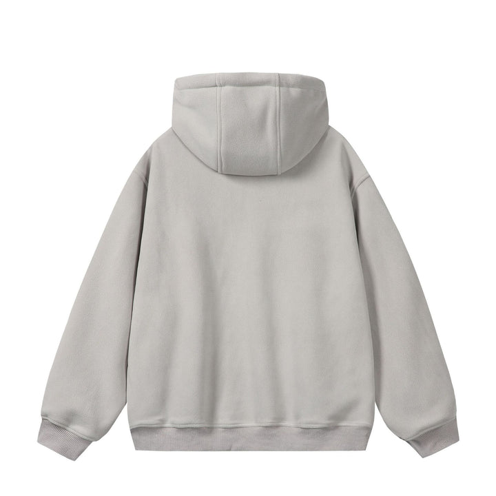 Unisex Oversize Fleece-Halbzip-Kapuzenpullover mit Kordelzug und Rippbündchen Echoarchiv
