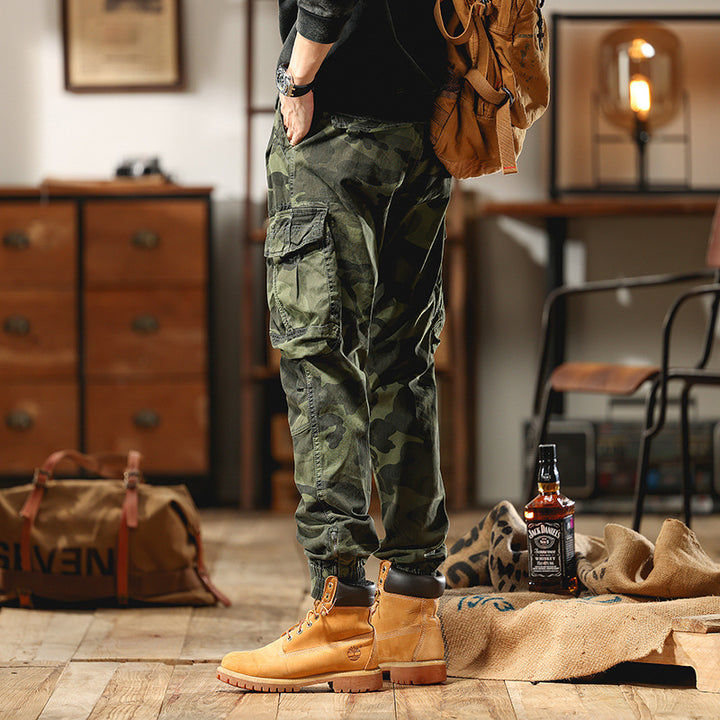Herren Cargohose im Jogger-Stil mit Tunnelzug elastischen Bündchen und Mehrfachtaschen Echo Archiv