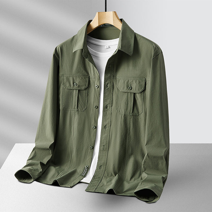 Herren Leichtes Utility-Overshirt aus Baumwollmix mit Brustklappen und entspannter Passform Echo Archiv