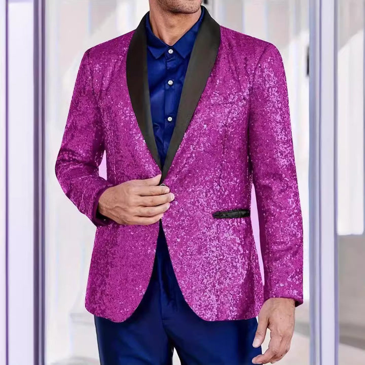 Herren Glamouröser Paillettenblazer mit Seidenaufsatz Echoarchiv