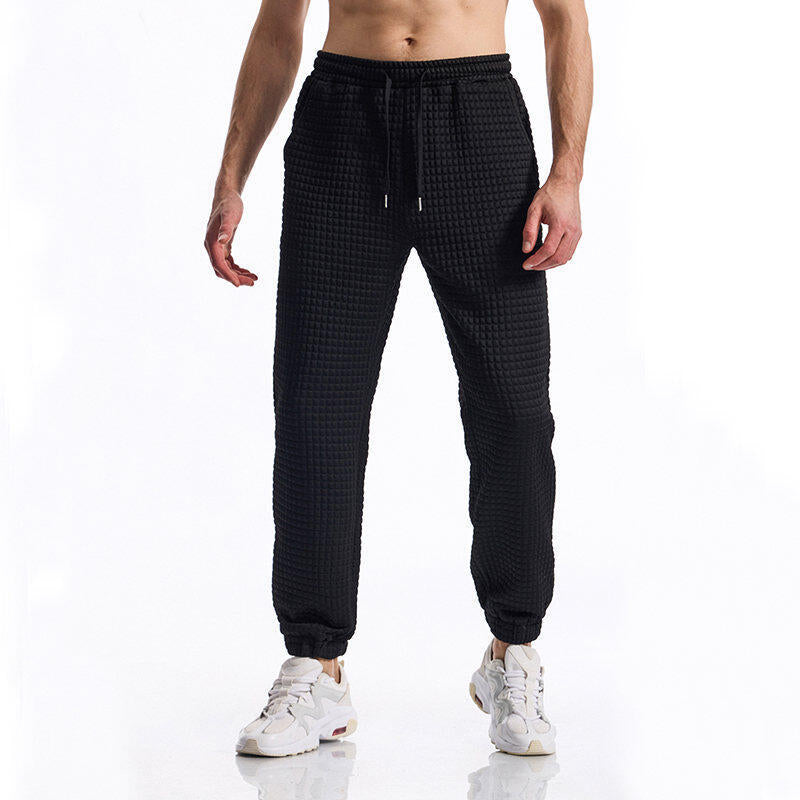 Herren bequeme Freizeithose mit strukturierter Oberfläche und elastischem Bund Echoarchiv