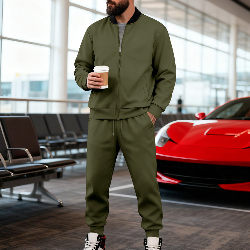 Herren nan sportlicher Freizeitanzug aus weicher Baumwollmischung mit Reißverschlussjacke und elastischer Jogginghose Echo Archiv