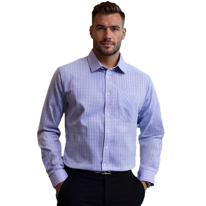 Herren kariertes Langarmhemd mit eleganter Passform und praktischer Brusttasche Echoarchiv