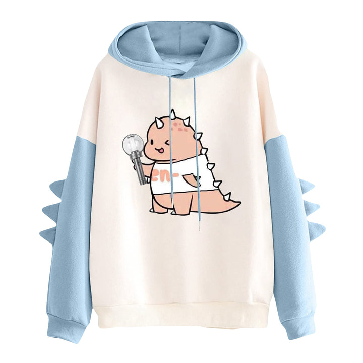 Damen Kapuzenpullover mit niedlichem Frosch-Motiv, Kängurutasche und volumigen Ärmelapplikationen – Auréline