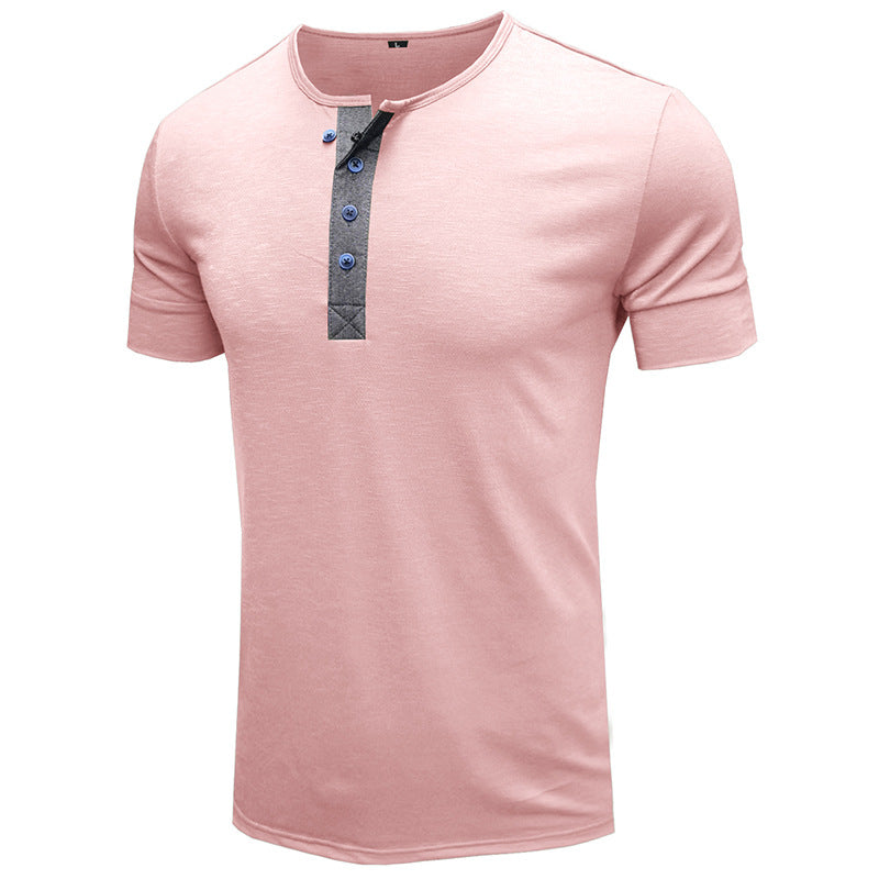 Herren Kurzarm-Henley-Shirt mit stilvollem Knopfdetail Echoarchiv