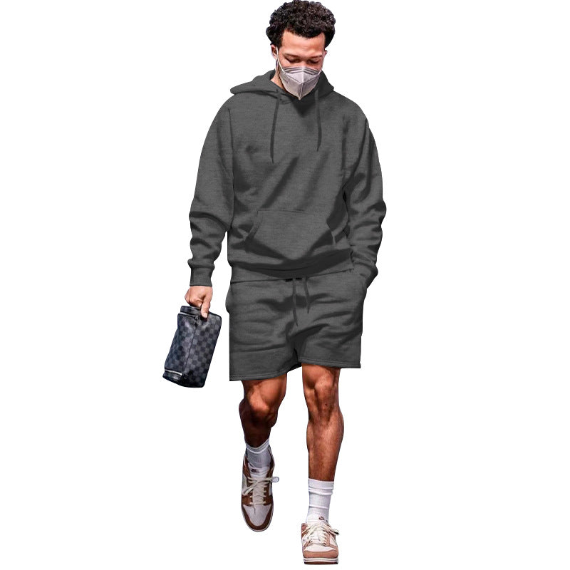 Herren lässiges Hoodie- und Shorts-Set aus atmungsaktivem Material mit praktischen Taschen Echoarchiv
