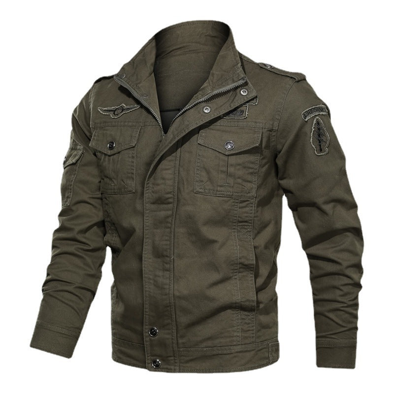 Herren Fieldjacke im Military-Canvas-Stil mit Epauletten und Multifachtaschen Echoarchiv