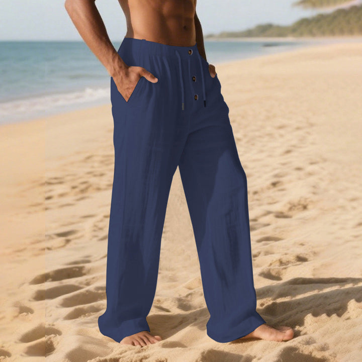 Herren Bequeme Sommerfreizeithose mit elastischem Bund und modernen Knopfdetails Echoarchiv