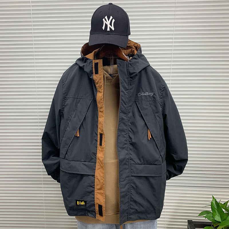 Herren funktionale Outdoor-Jacke mit praktischen Taschen und verstellbarem Bund Echoarchiv