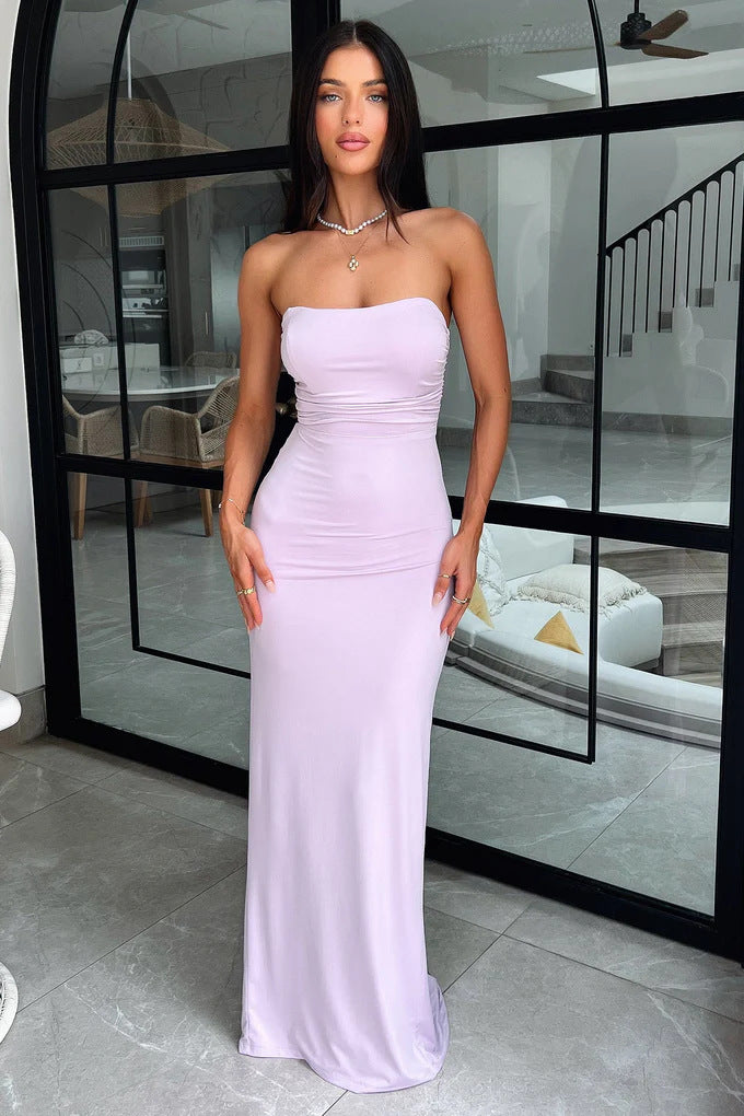 Damen Elegantes Maxikleid mit schulterfreiem Design und figurbetontem Schnitt Echo Archiv