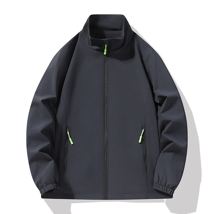 Herren Minimalistische Softshell-Outdoorjacke mit Stehkragen, wind- und wasserabweisender Membran und fluoreszierenden Zipper-Pulls Echo Archiv