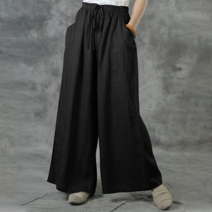 Damen nan weite Leinenhose mit hohem Bund und Tunnelzug Echo Archiv