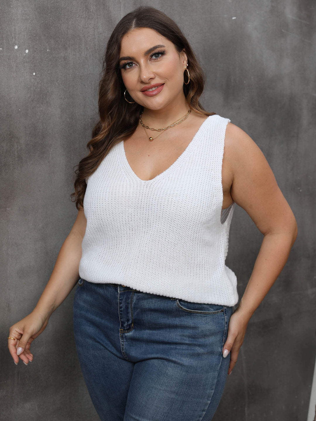 Damen luftiges Stricktop mit V-Ausschnitt Echo Archiv