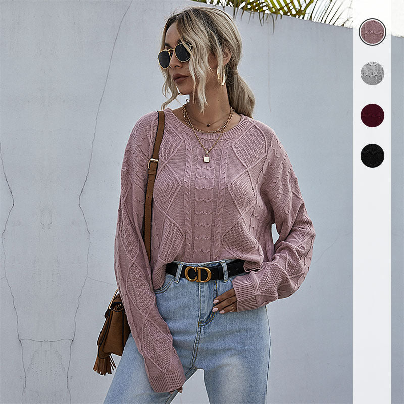 Damen Oversize Zopfstrickpullover mit Ajourdetails Echoarchiv