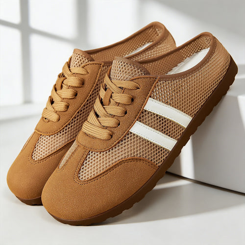 Damen nan atmungsaktive Slip-On Mule-Sneaker mit Mesh-Oberteil und Velourslederbesatz Echo Archiv