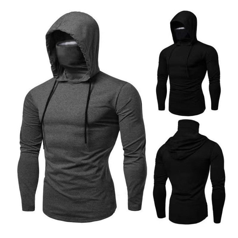 Herren Kapuzenshirt mit integriertem Gesichtsschutz und modischem Design Echoarchiv