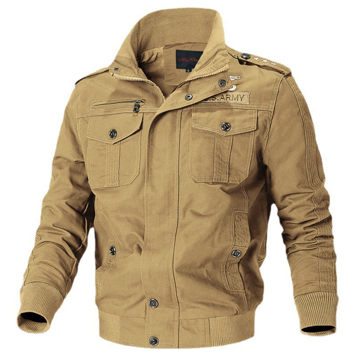 Herren Canvas-Pilotblouson mit Schulterpaspeln, Reißverschlussleiste und Utility-Pattentaschen Echoarchiv