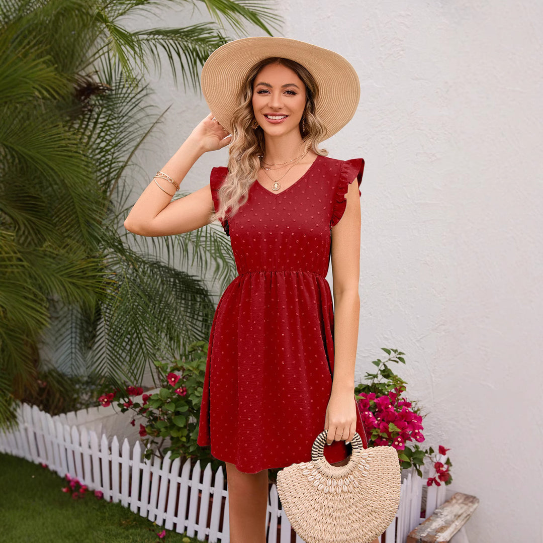 Damen Verspieltes Freizeitkleid mit Rüschendetails und tailliertem Schnitt Echo Archiv