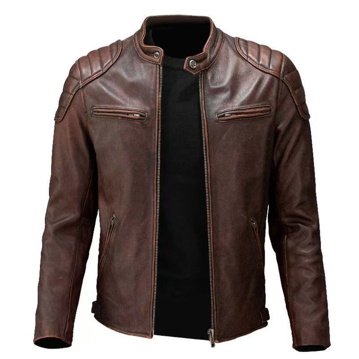 Herren Lederjacke im Fieldjacken-Schnitt mit aufgesetzten Brusttaschen Echoarchiv