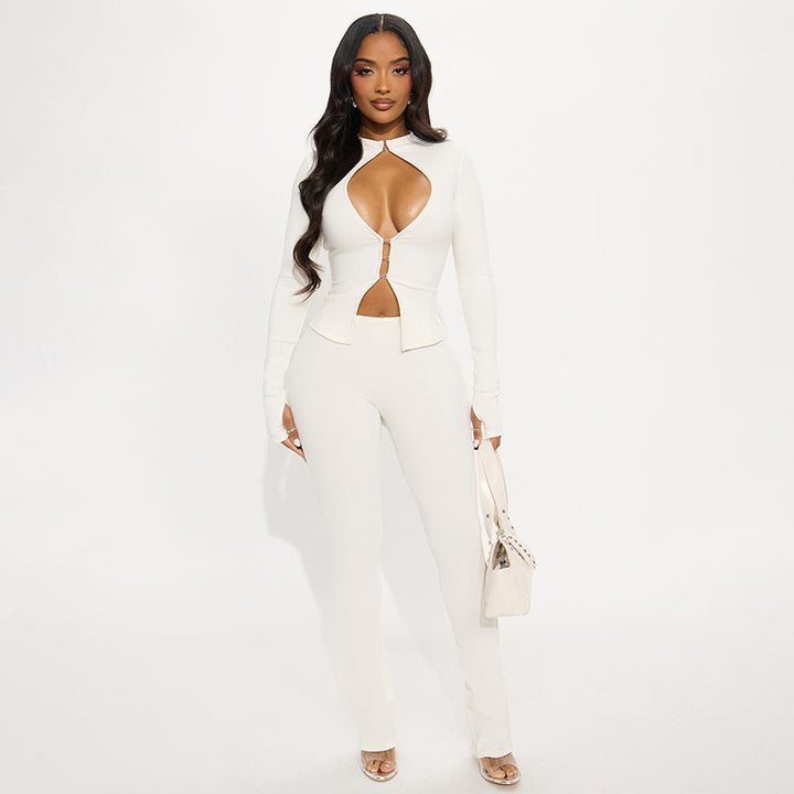Damen Cut-Out Jumpsuit mit elegantem Stehkragen und figurbetontem Schnitt Echo Archiv