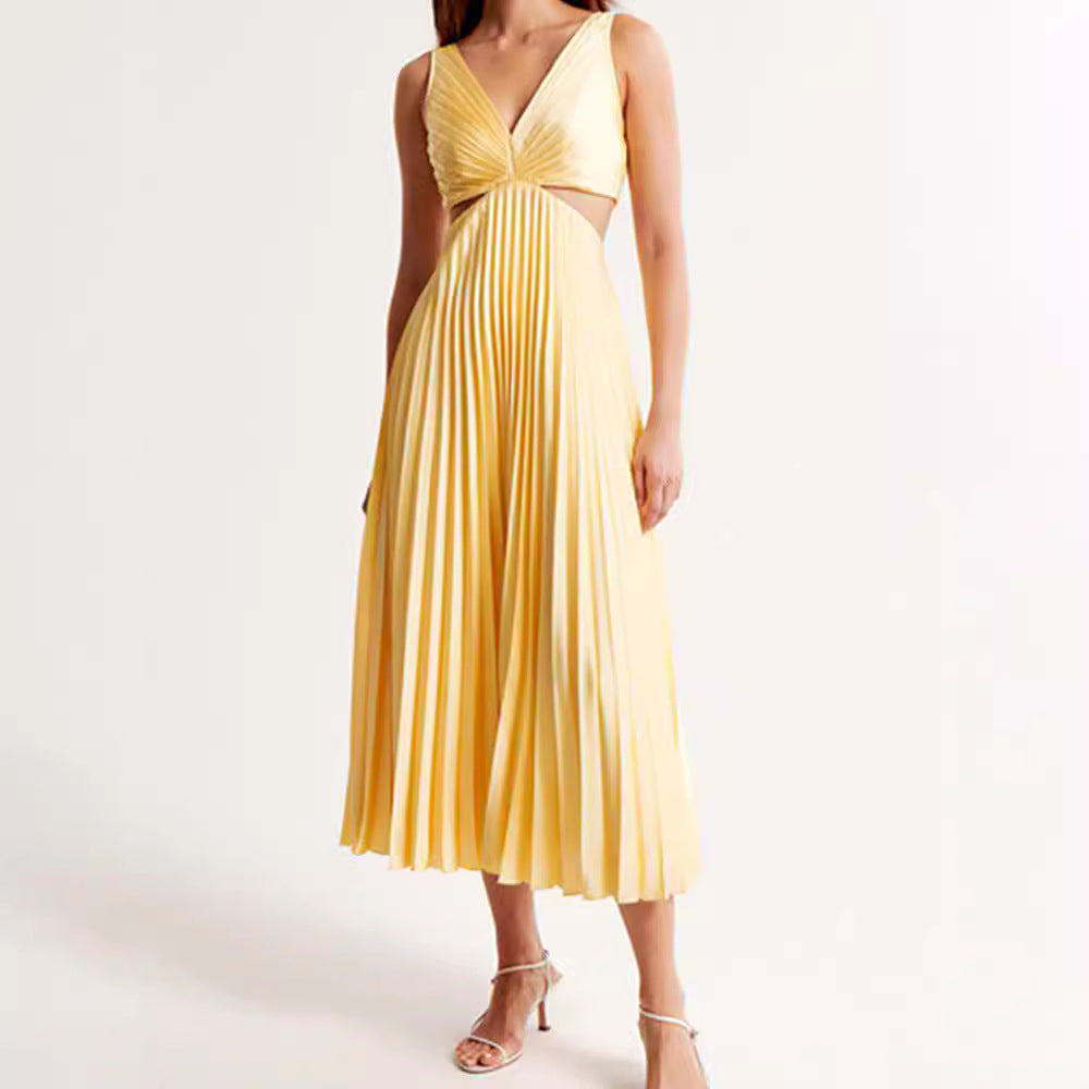 Damen Elegantes Maxikleid mit V-Ausschnitt und raffinierten Drapierungen Echoarchiv
