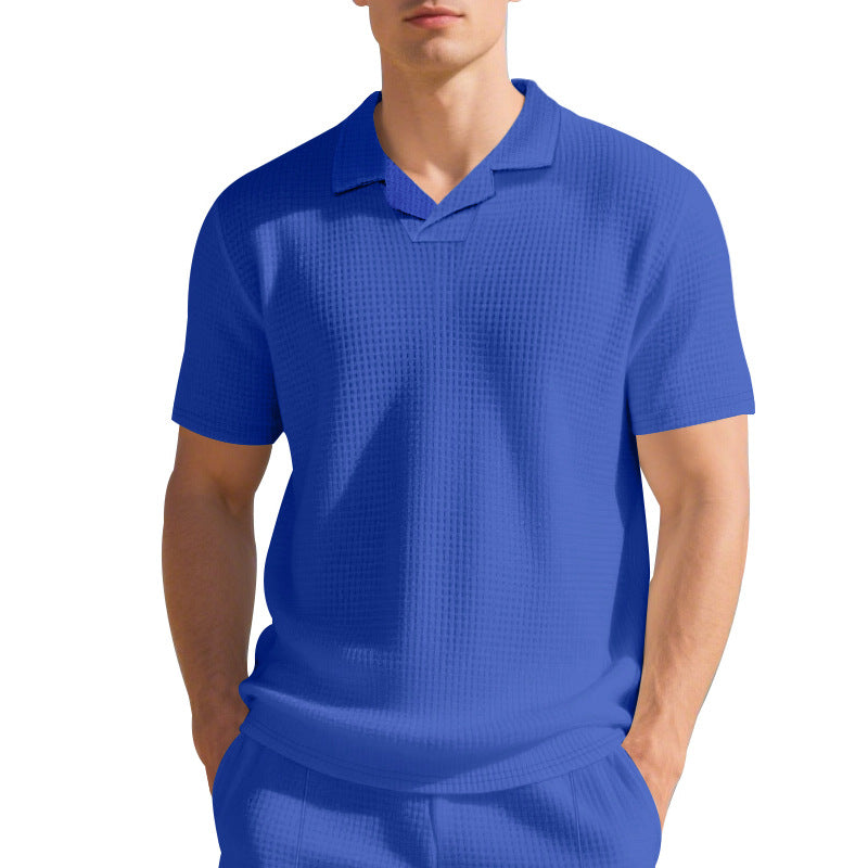 Herren Kurzarm Poloshirt mit strukturiertem Design und modernem Stehkragen Echoarchiv