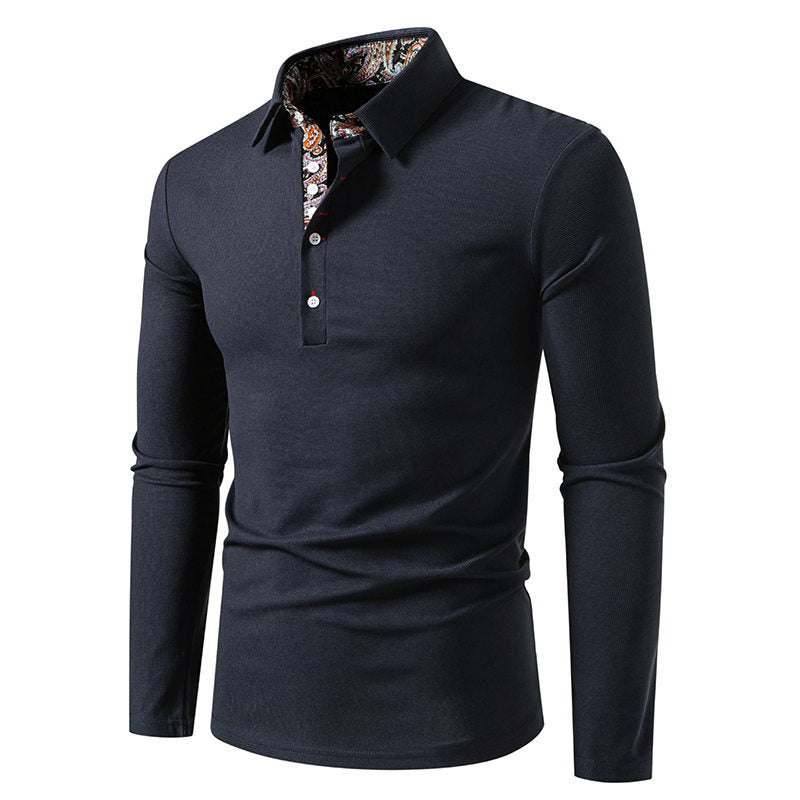 Herren Langarm Polohemd mit elegantem Design und kontrastierendem Kragen Echoarchiv