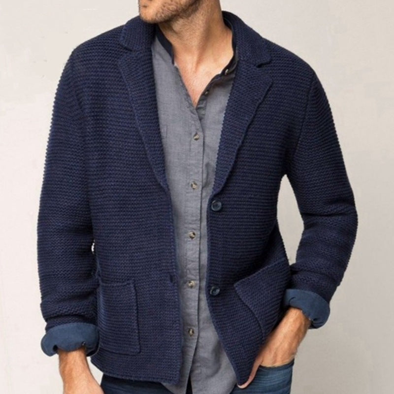Herren Strickblazer mit strukturiertem Design und praktischen Taschen Echoarchiv