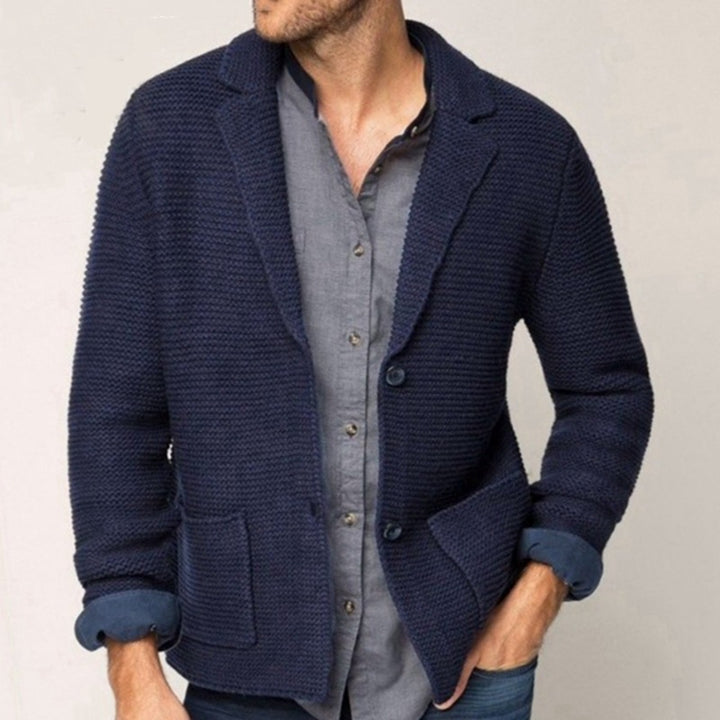 Herren Strickblazer mit strukturiertem Design und praktischen Taschen Echoarchiv