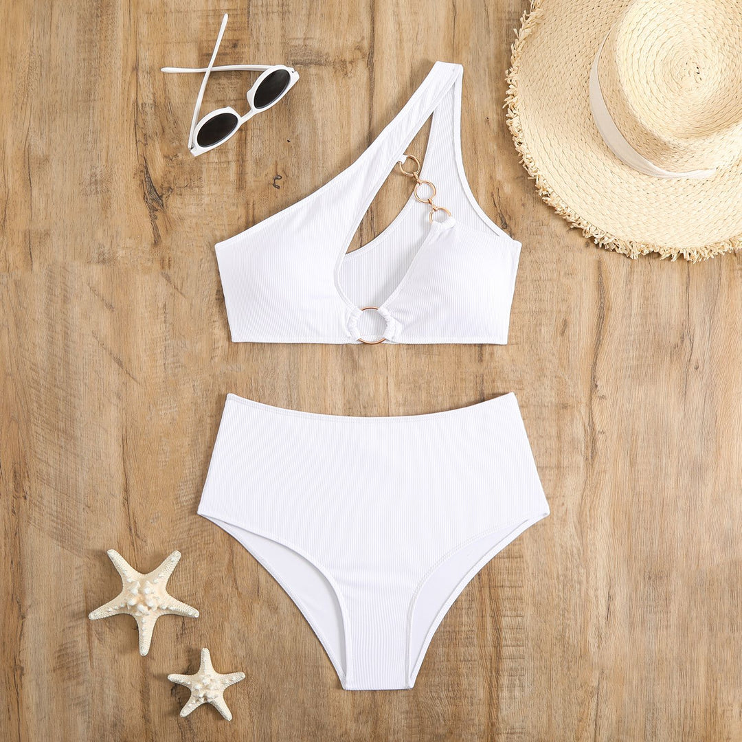 Damen Bikini-Set mit asymmetrischem Trägerschnitt und elegantem Ringdetail Echo Archiv