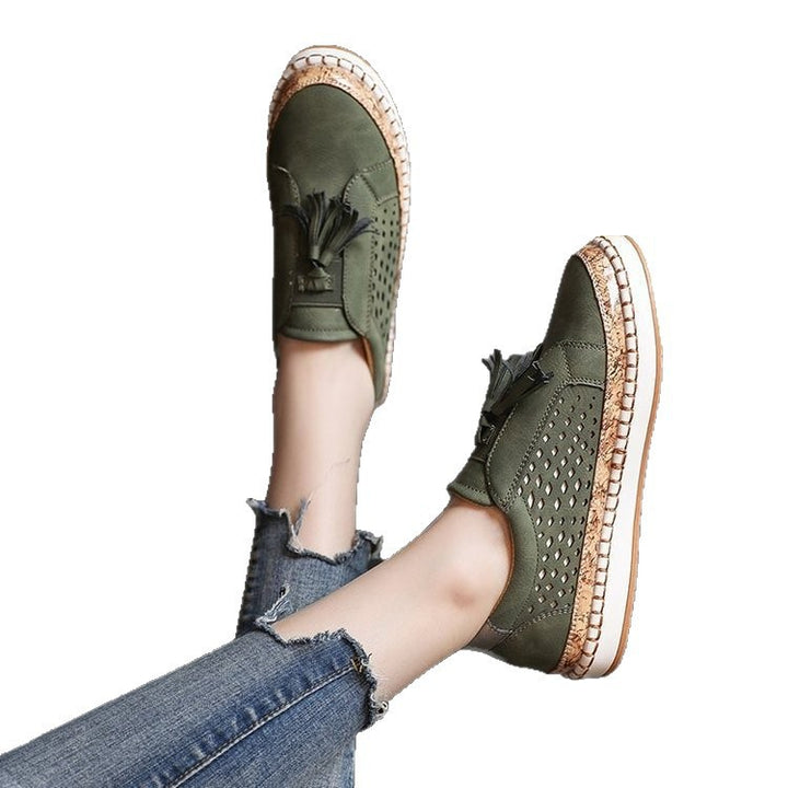 Damen Geflochtene Espadrille-Slipper mit Quastendetail und perforiertem Obermaterial Echoarchiv