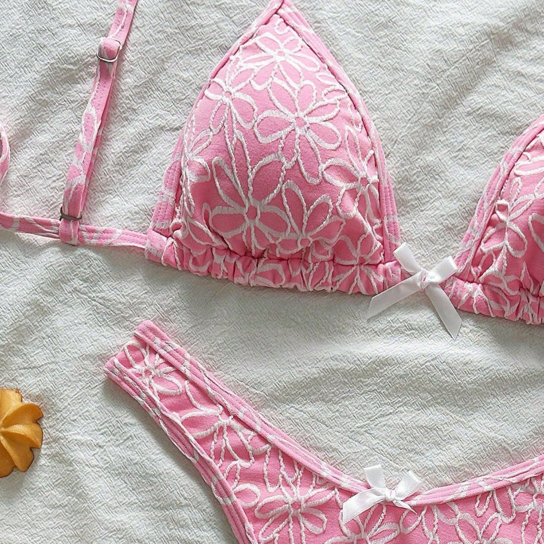 Damen Verspielter Triangel-Bikini mit floralen Applikationen Echo Archiv
